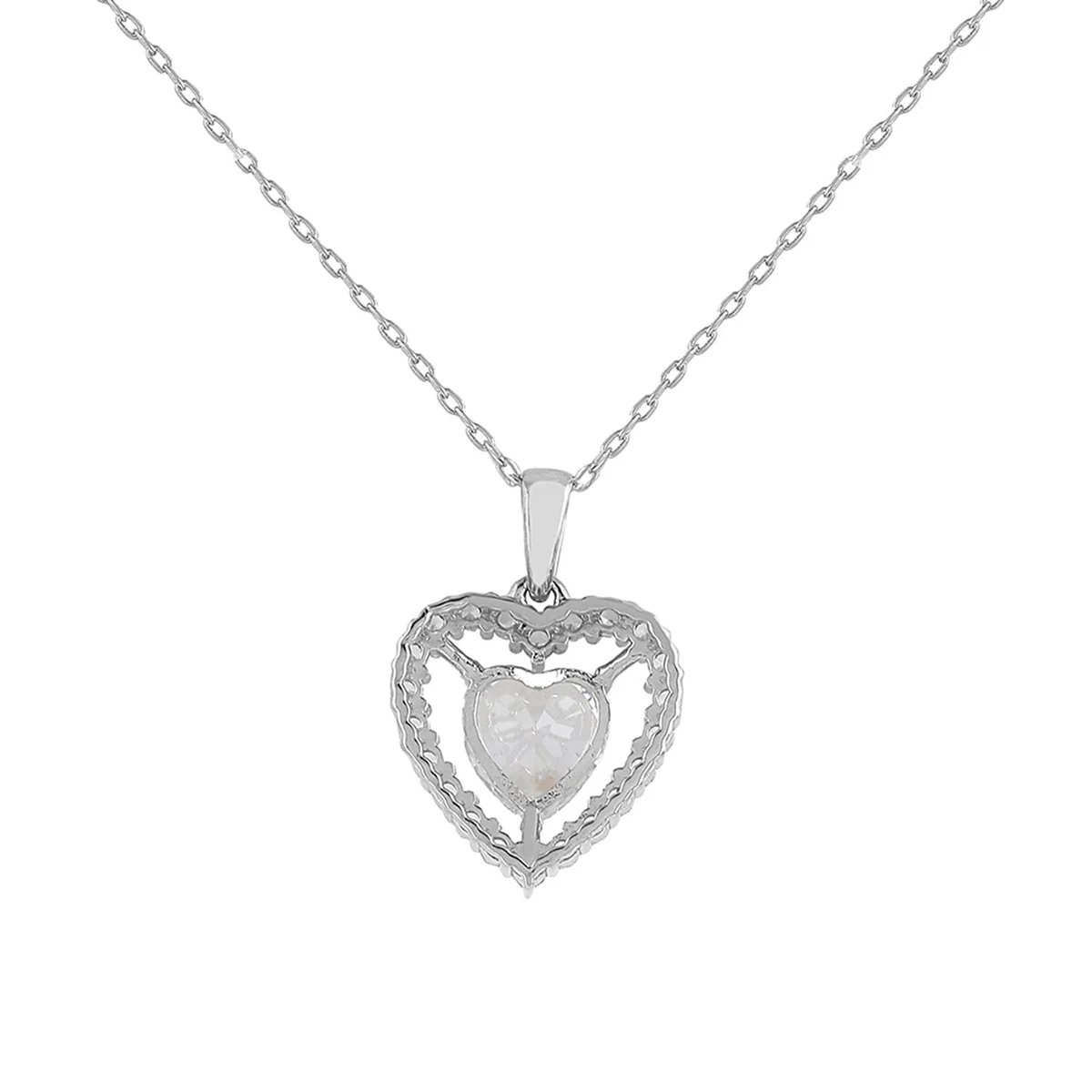 925 Sterling Silver CZ Heart Silver Pendant - Image 5
