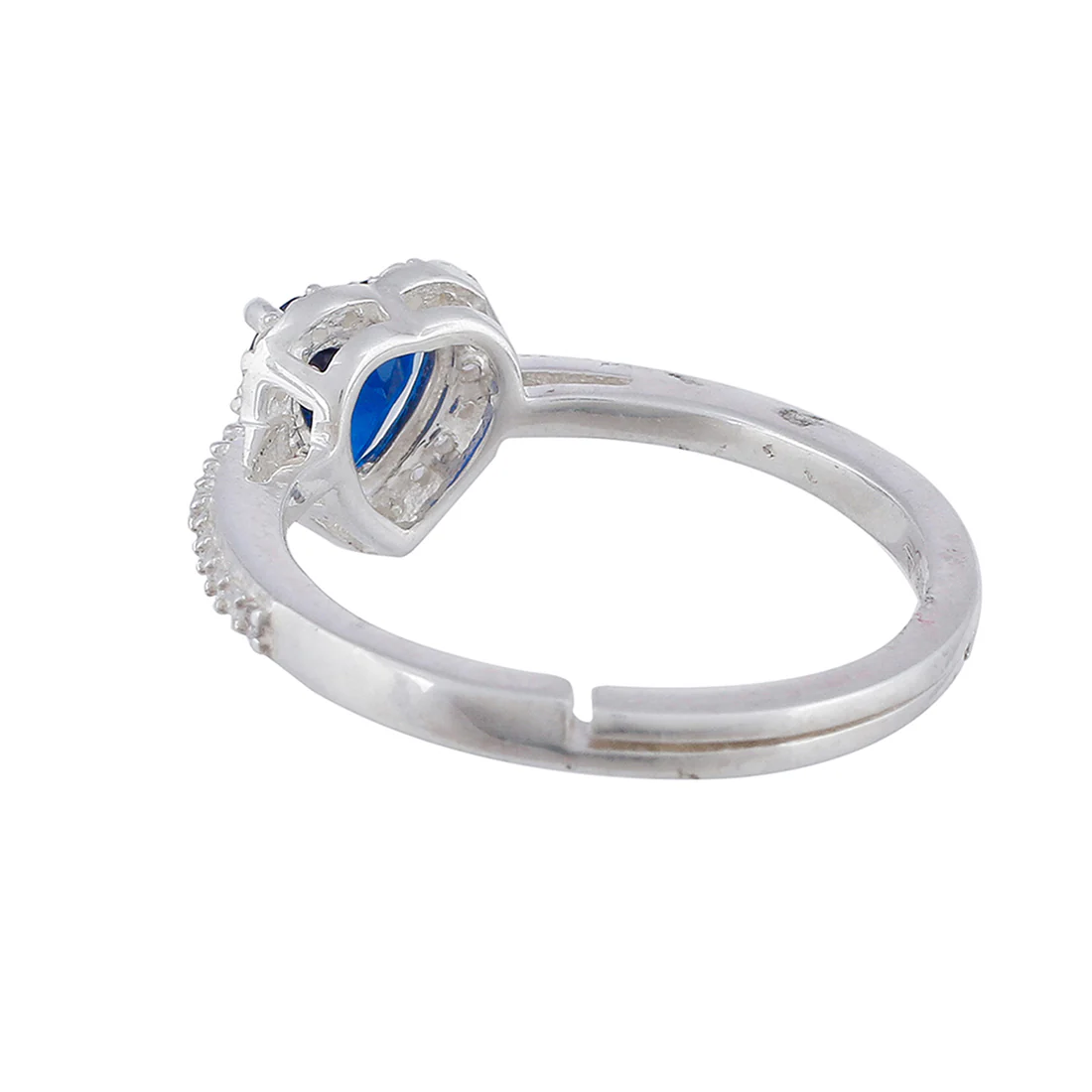 925 Sterling Silver Blue Heart CZ Solitaire Ring - Image 4