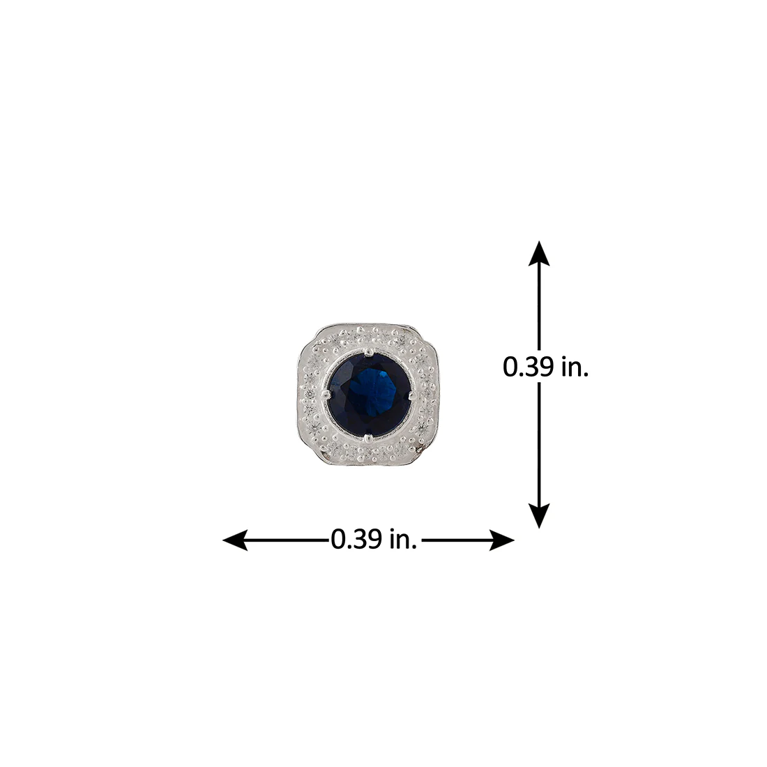 925 Sterling Silver Blue Round Cut Zircons Stud Earrings - Image 6