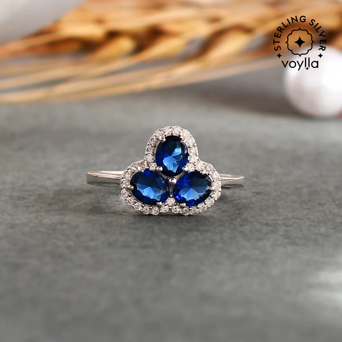 925 Sterling Silver Blue Zirconia Ring