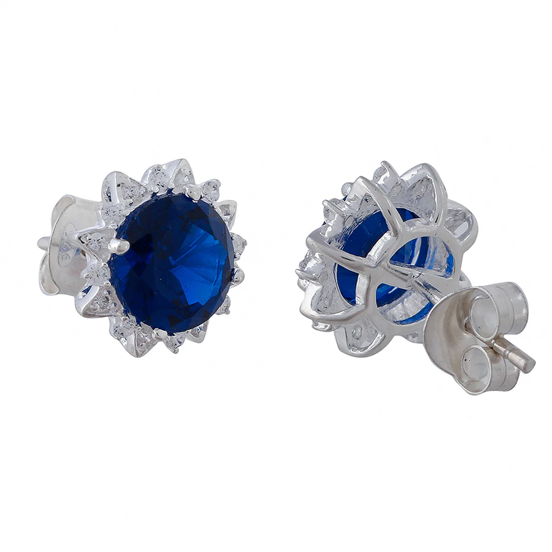 925 Sterling Silver Box Set With Floral Blue CZ gems For Women - Image 8