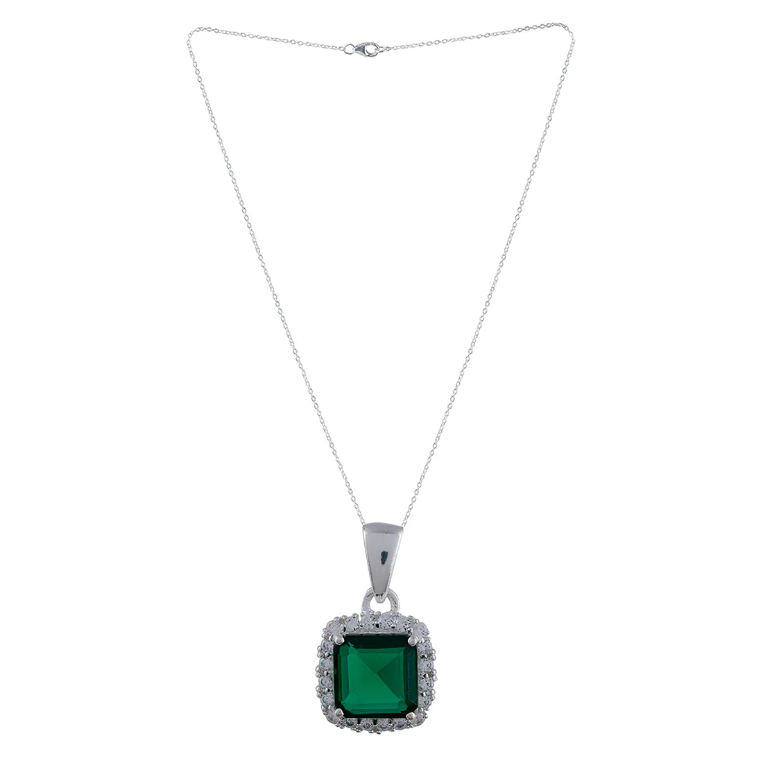925 Sterling Silver Box Set With Square Shaped Green CZ gems For Women - Image 4