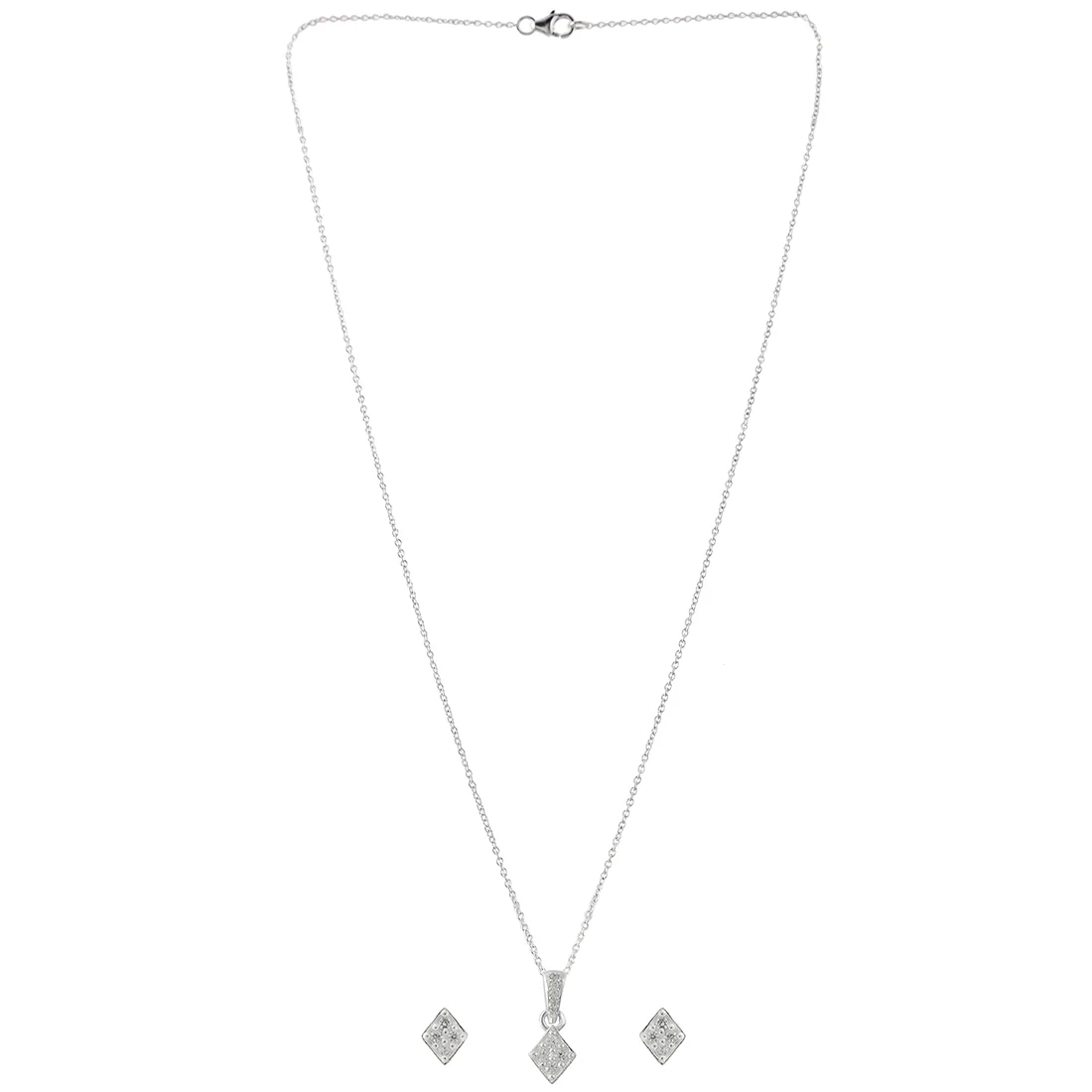 925 Sterling Silver Cluster Set CZ Pendant Set - Image 3