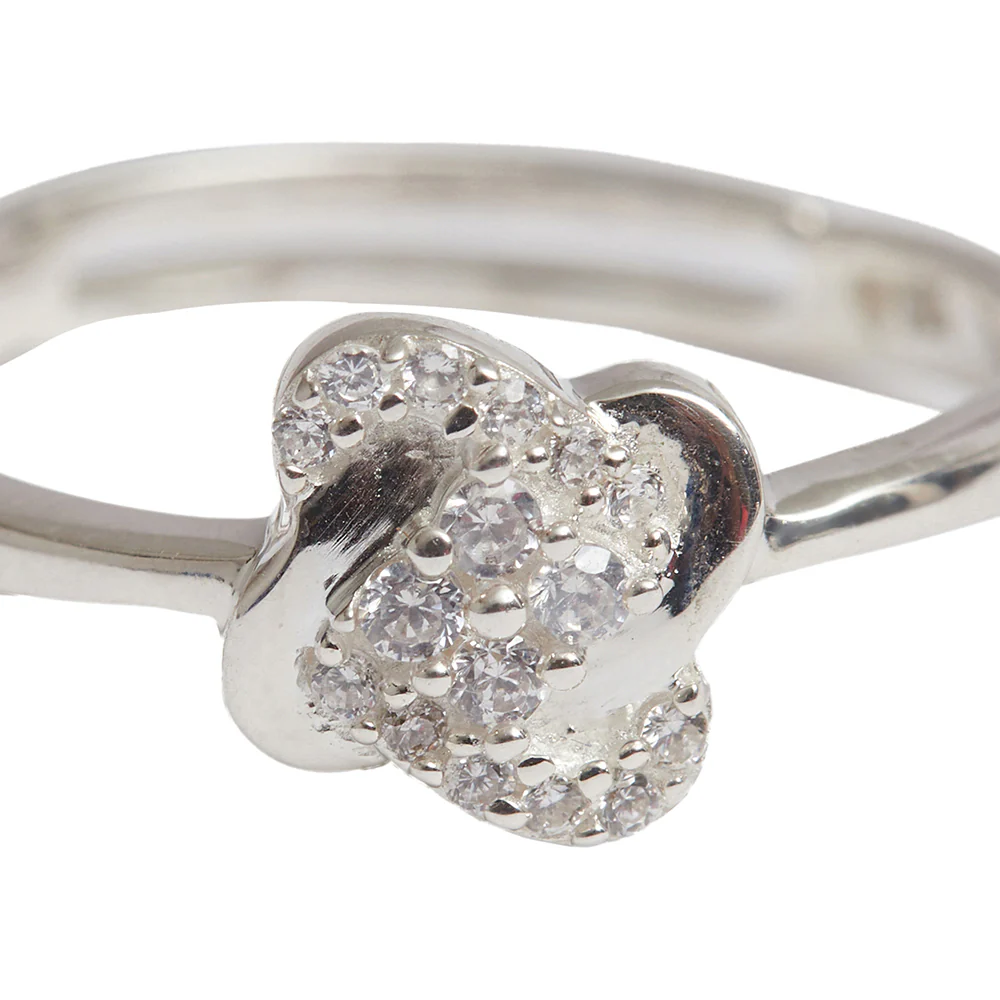 925 Sterling Silver Crossover CZ Adjustable Ring - Image 4