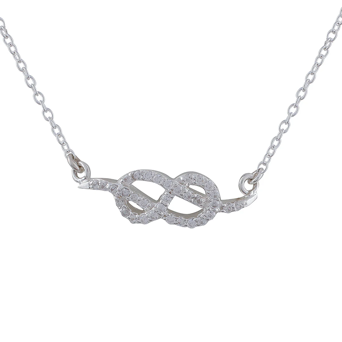 925 Sterling Silver CZ Gem Studded Infinity Necklace - Image 4
