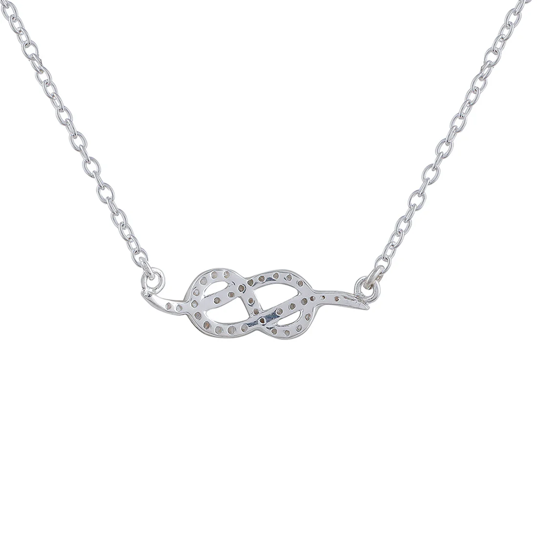 925 Sterling Silver CZ Gem Studded Infinity Necklace - Image 5