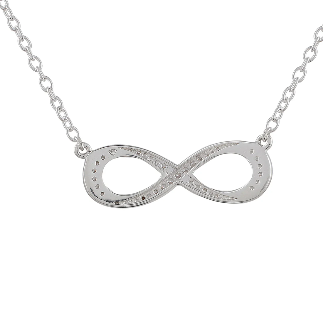 925 Sterling Silver CZ Gem Studded Infinity Necklace - Image 5