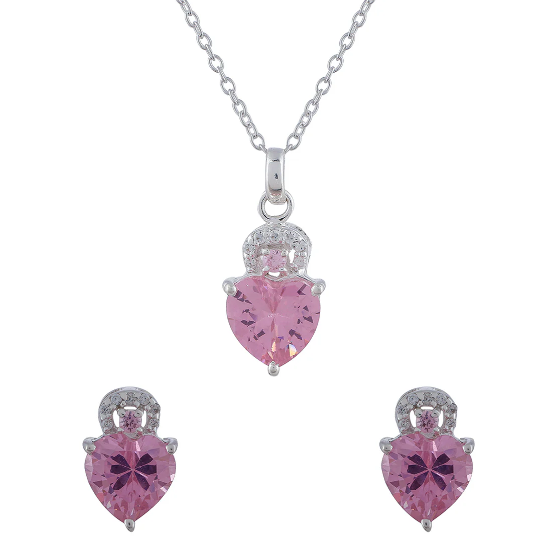 925 Sterling Silver Diamond Embellished Pendant Set With Shiny Purple Stones - Image 3