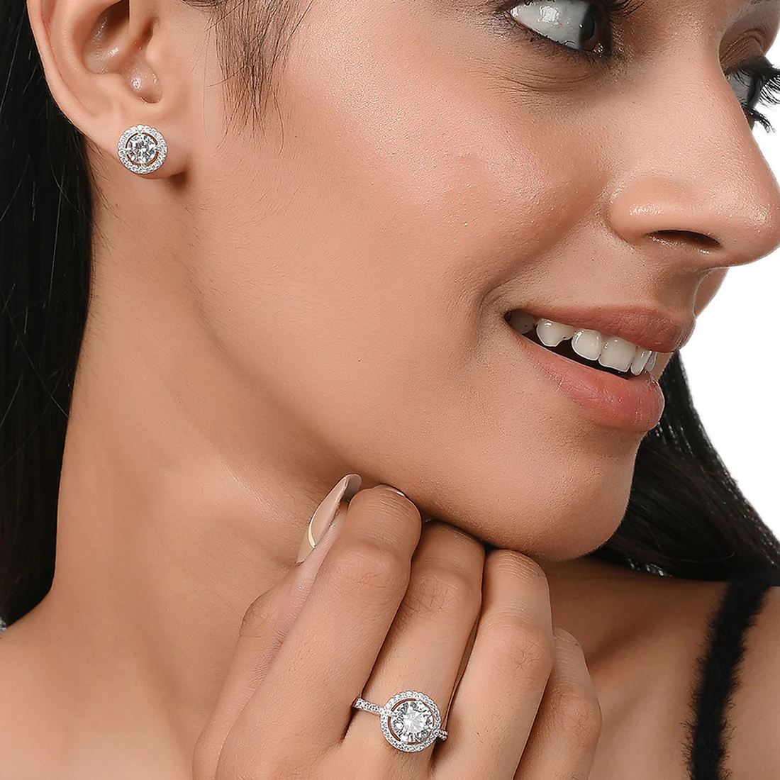 925 Sterling Silver Fancy Solitaire CZ Earring Set - Image 2