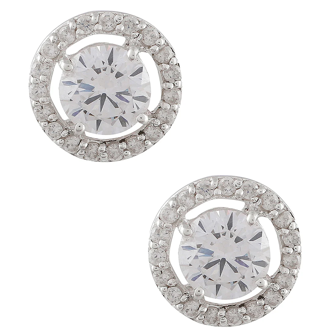 925 Sterling Silver Fancy Solitaire CZ Earring Set - Image 4