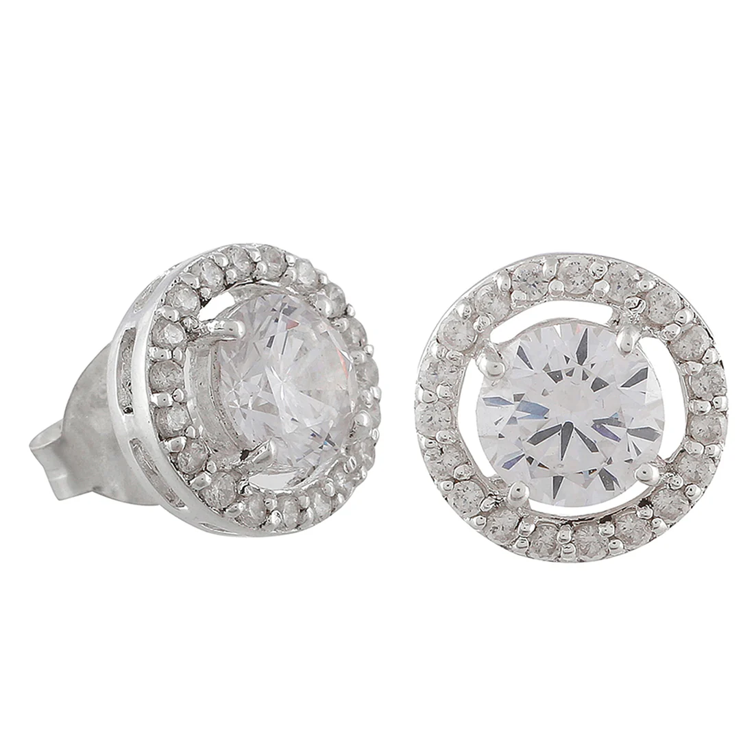 925 Sterling Silver Fancy Solitaire CZ Earring Set - Image 6