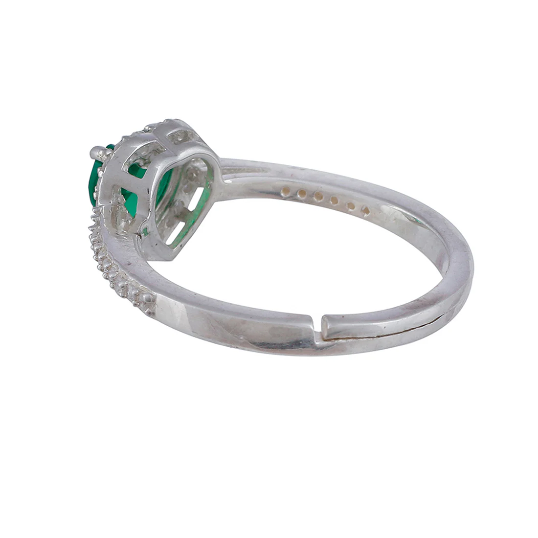925 Sterling Silver Green Heart CZ Solitaire Ring - Image 4