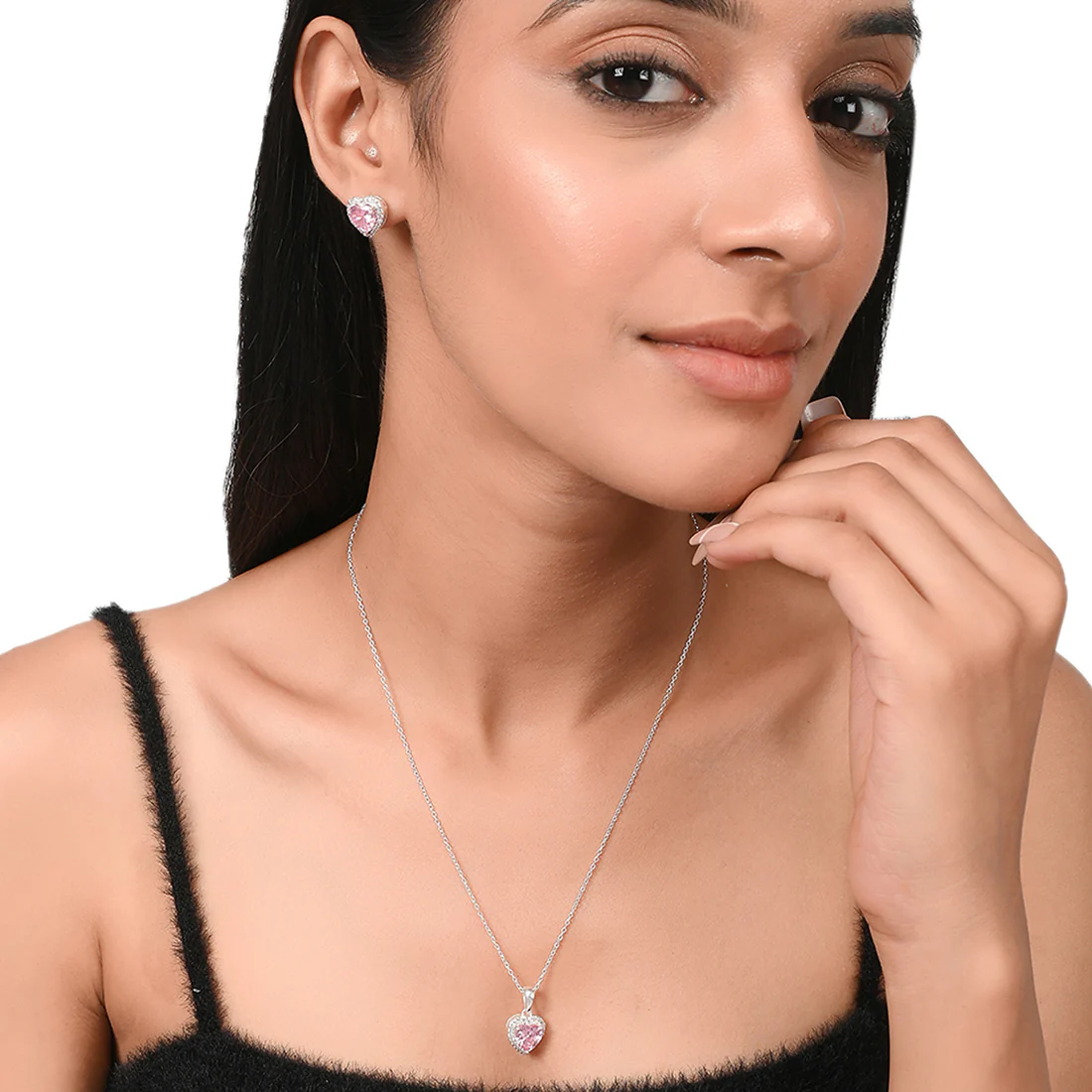 925 Sterling Silver Heart Shaped Pendant Set - Image 2