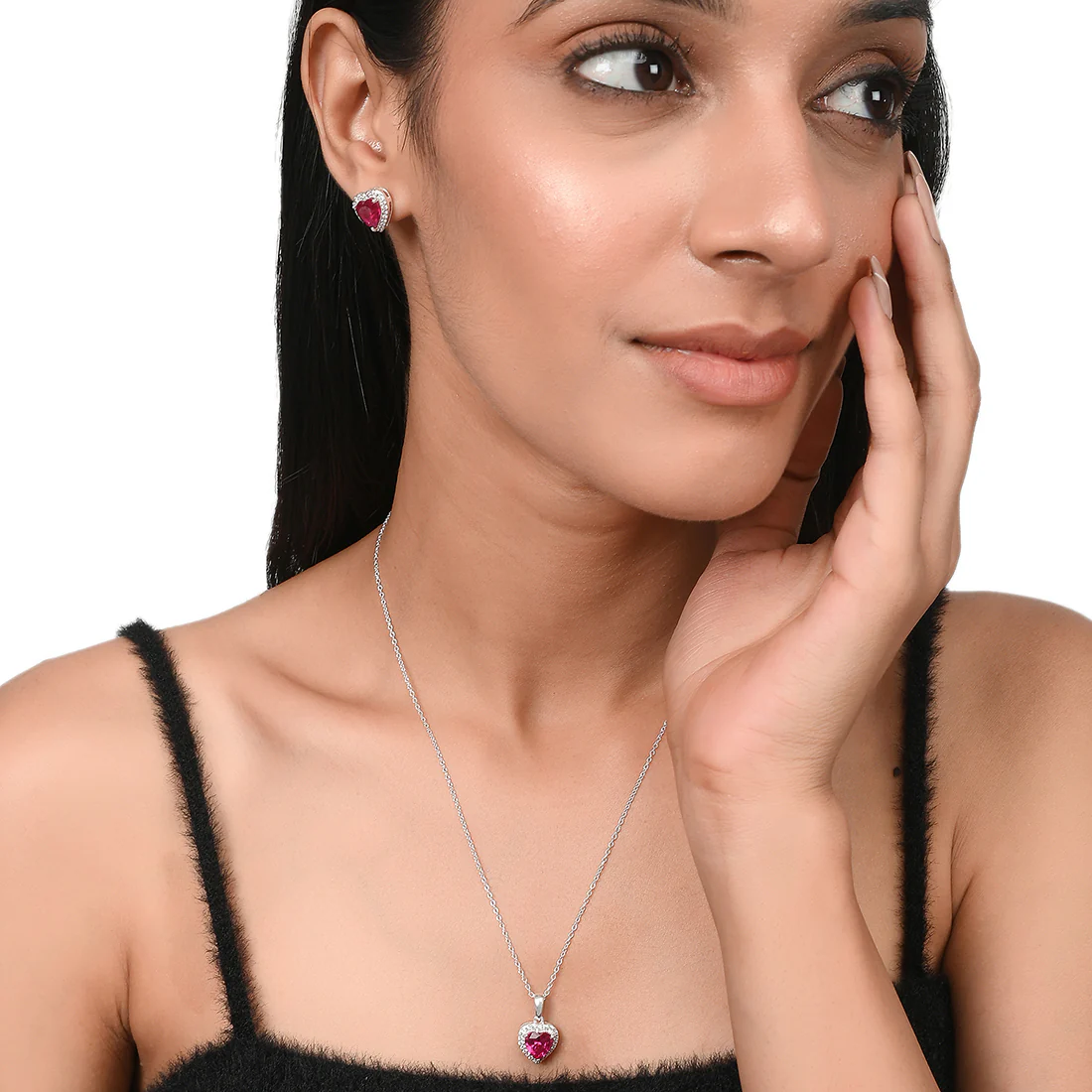 925 Sterling Silver Heart Shaped Pendant Set - Image 2