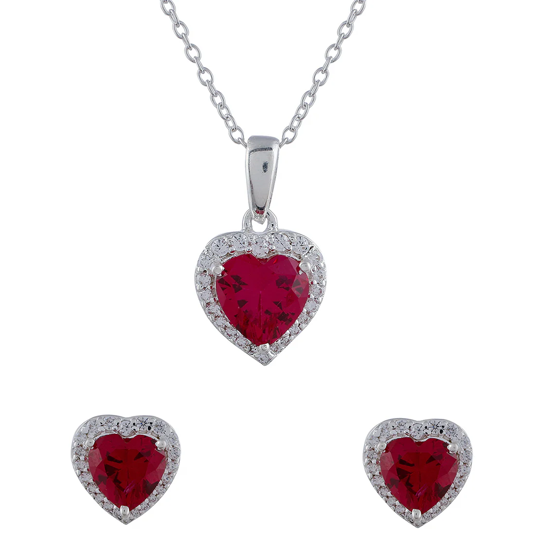 925 Sterling Silver Heart Shaped Pendant Set - Image 3