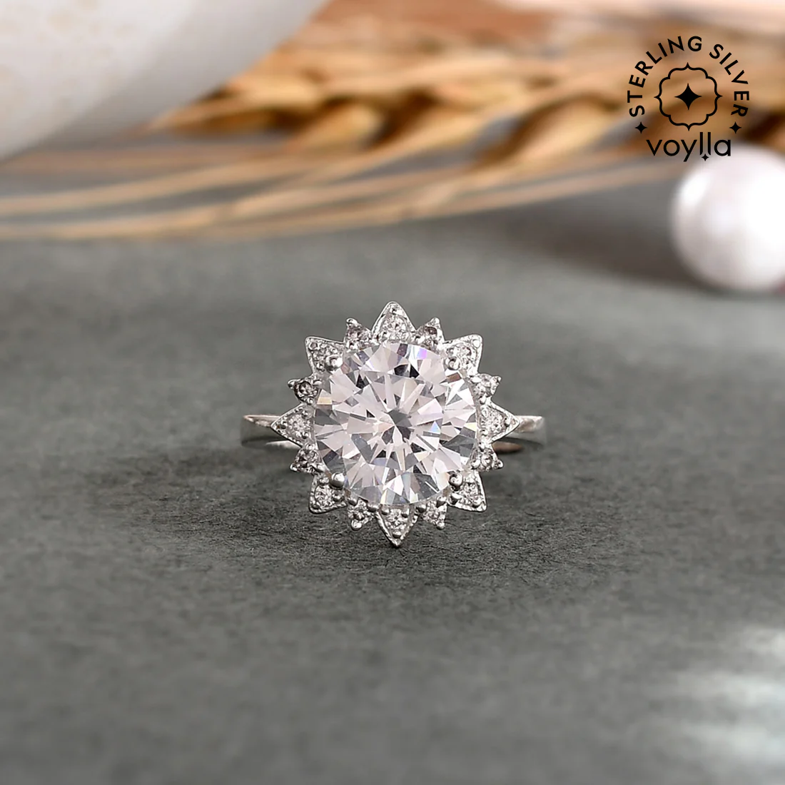 925 Sterling Silver Large Round Cut CZ Ring
