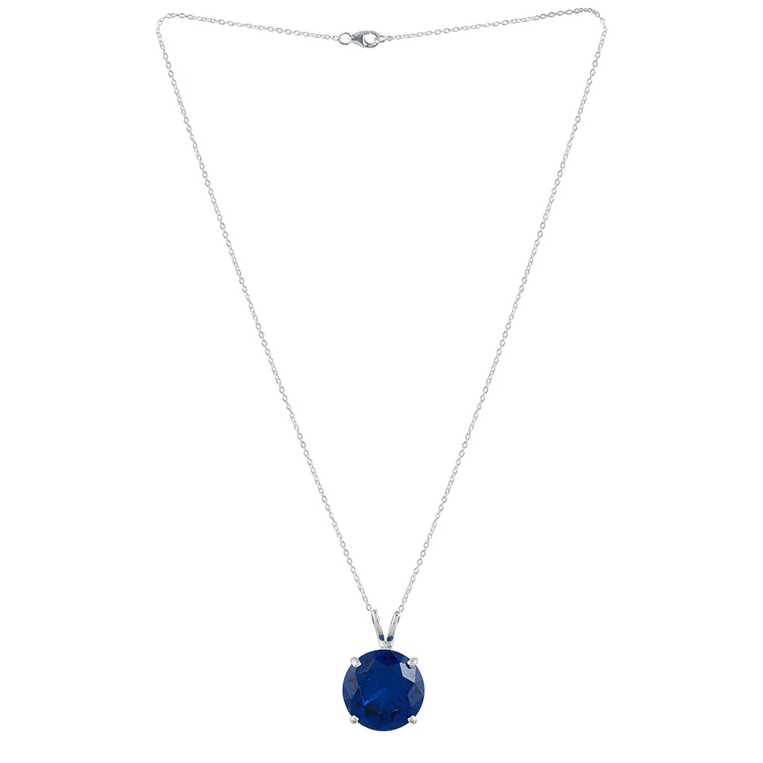 925 Sterling Silver Necklace Set Studded With Royal Blue Stones - Image 4