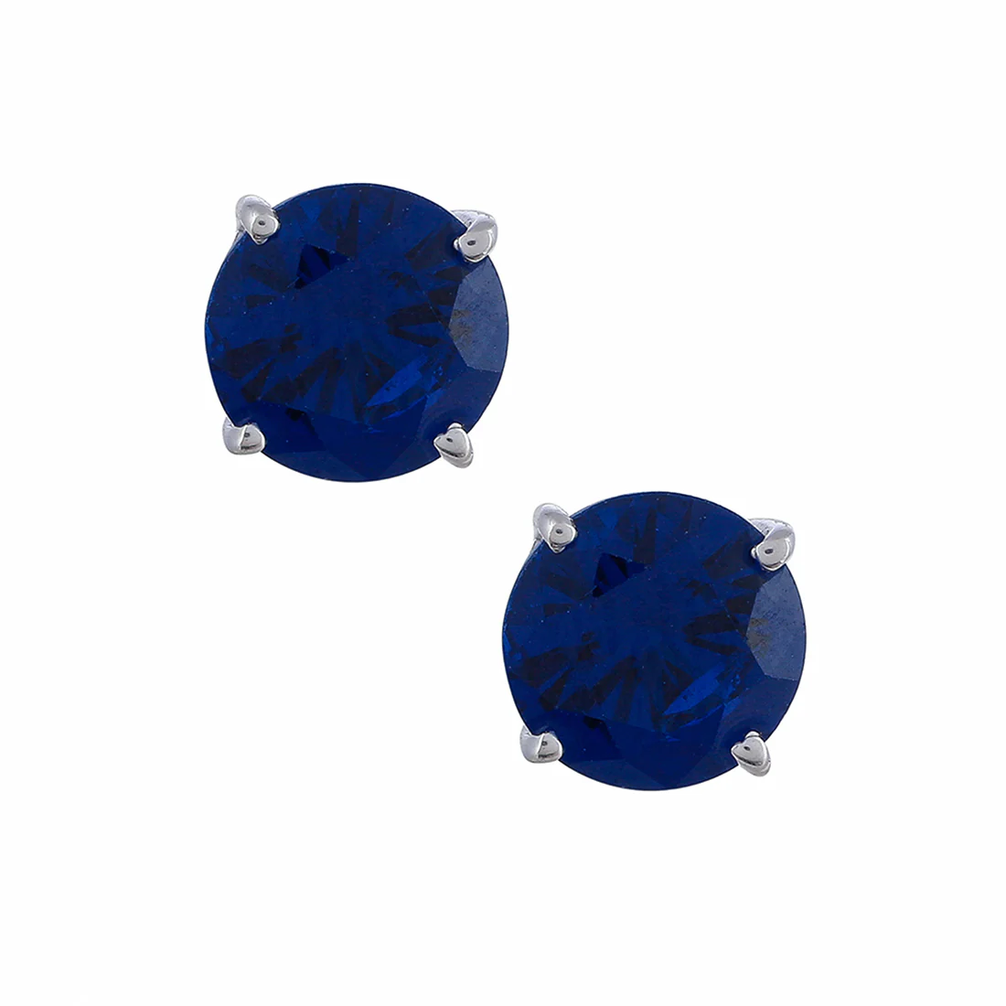 925 Sterling Silver Necklace Set Studded With Royal Blue Stones - Image 7