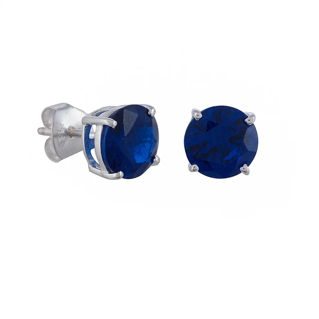 925 Sterling Silver Necklace Set Studded With Royal Blue Stones - Image 9