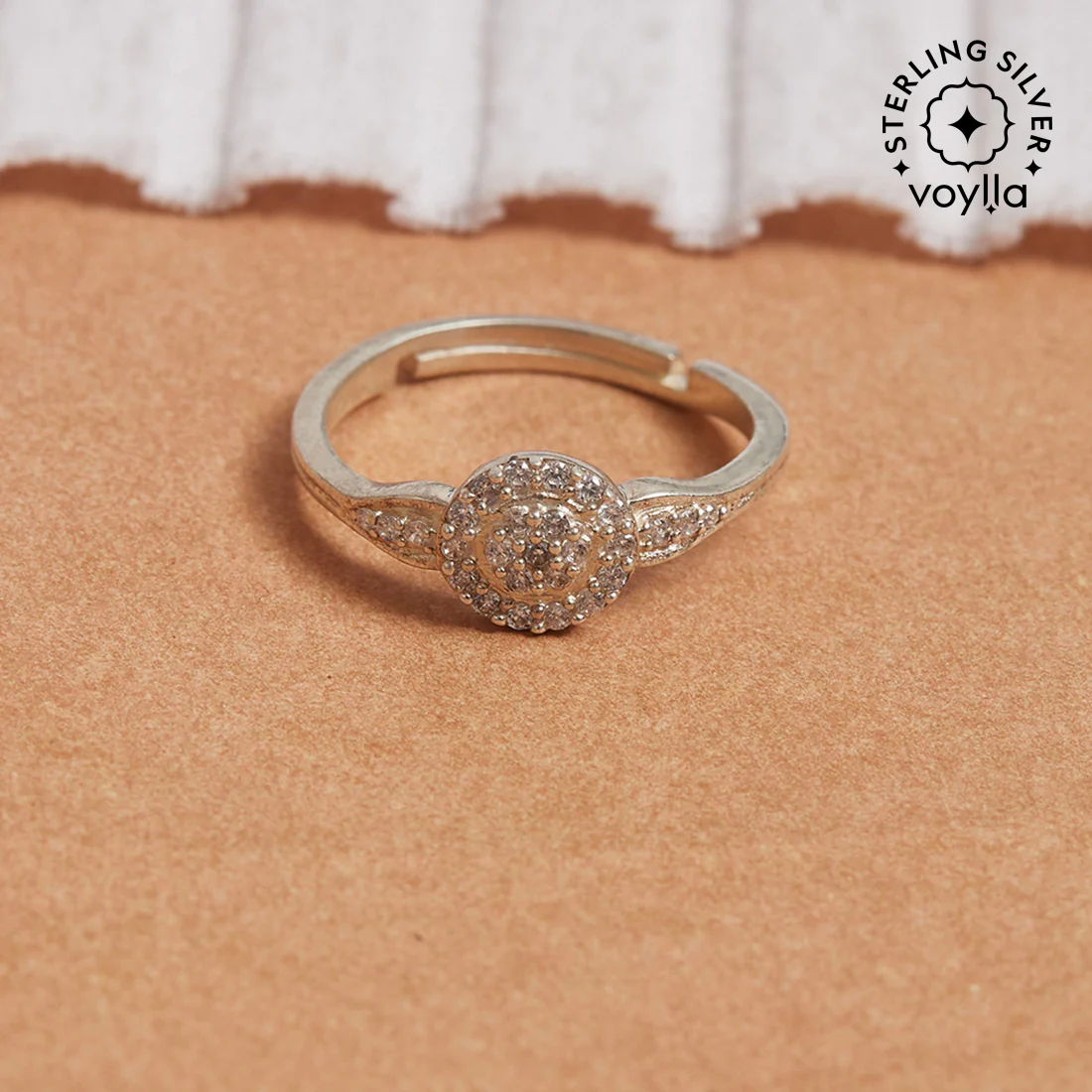 925 Sterling Silver Oval Stone Centered CZ Adjustable Ring