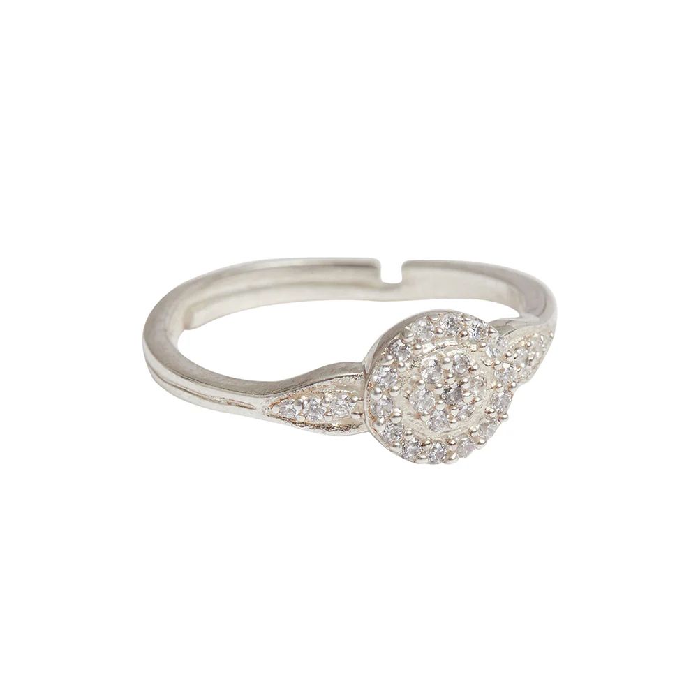 925 Sterling Silver Oval Stone Centered CZ Adjustable Ring - Image 5