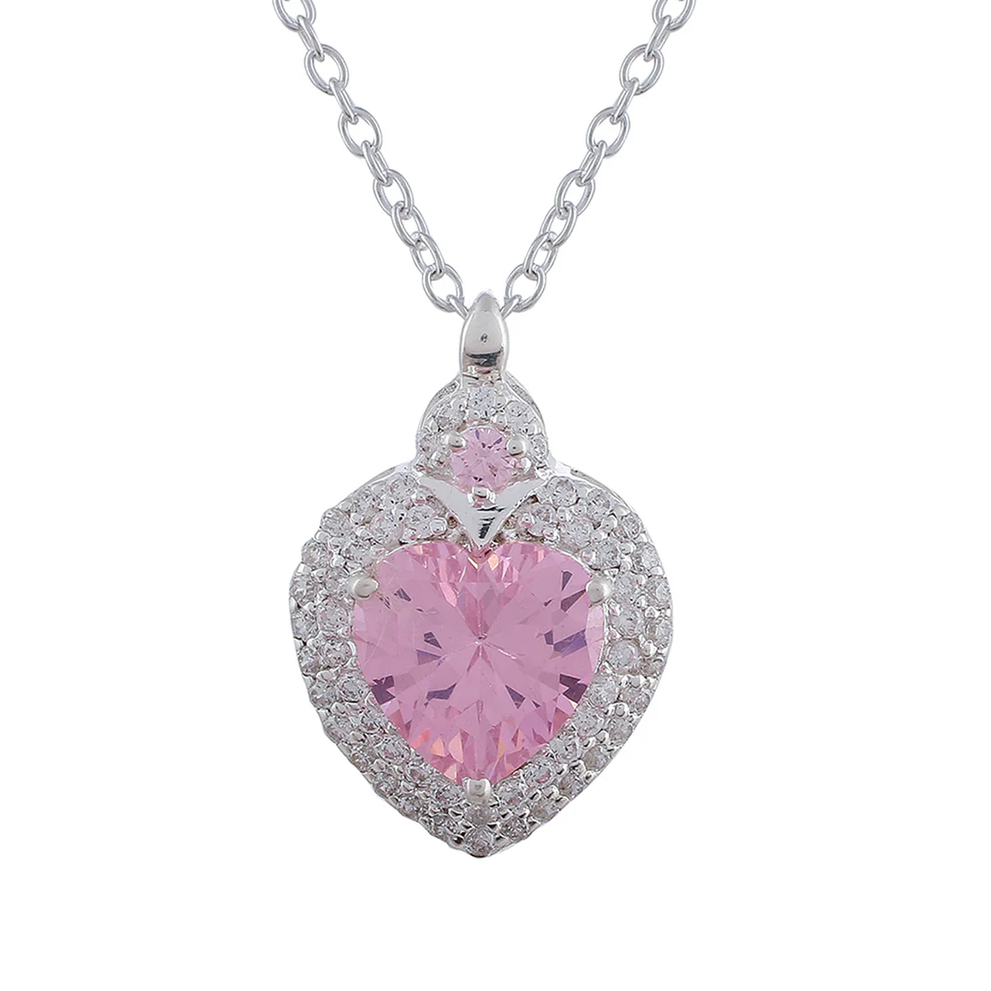 925 Sterling Silver Pendant Set Adorned with Sparkling Pink stones - Image 5