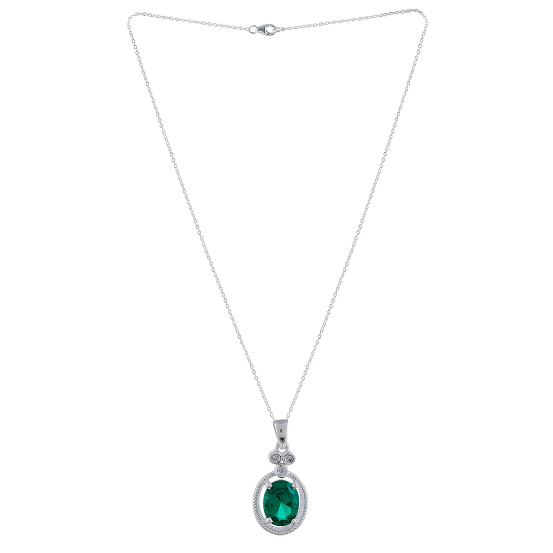 925 Sterling Silver Pendant Set With Green Stones - Image 4