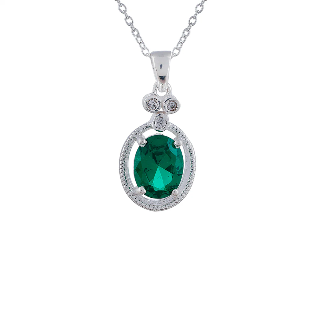 925 Sterling Silver Pendant Set With Green Stones - Image 5