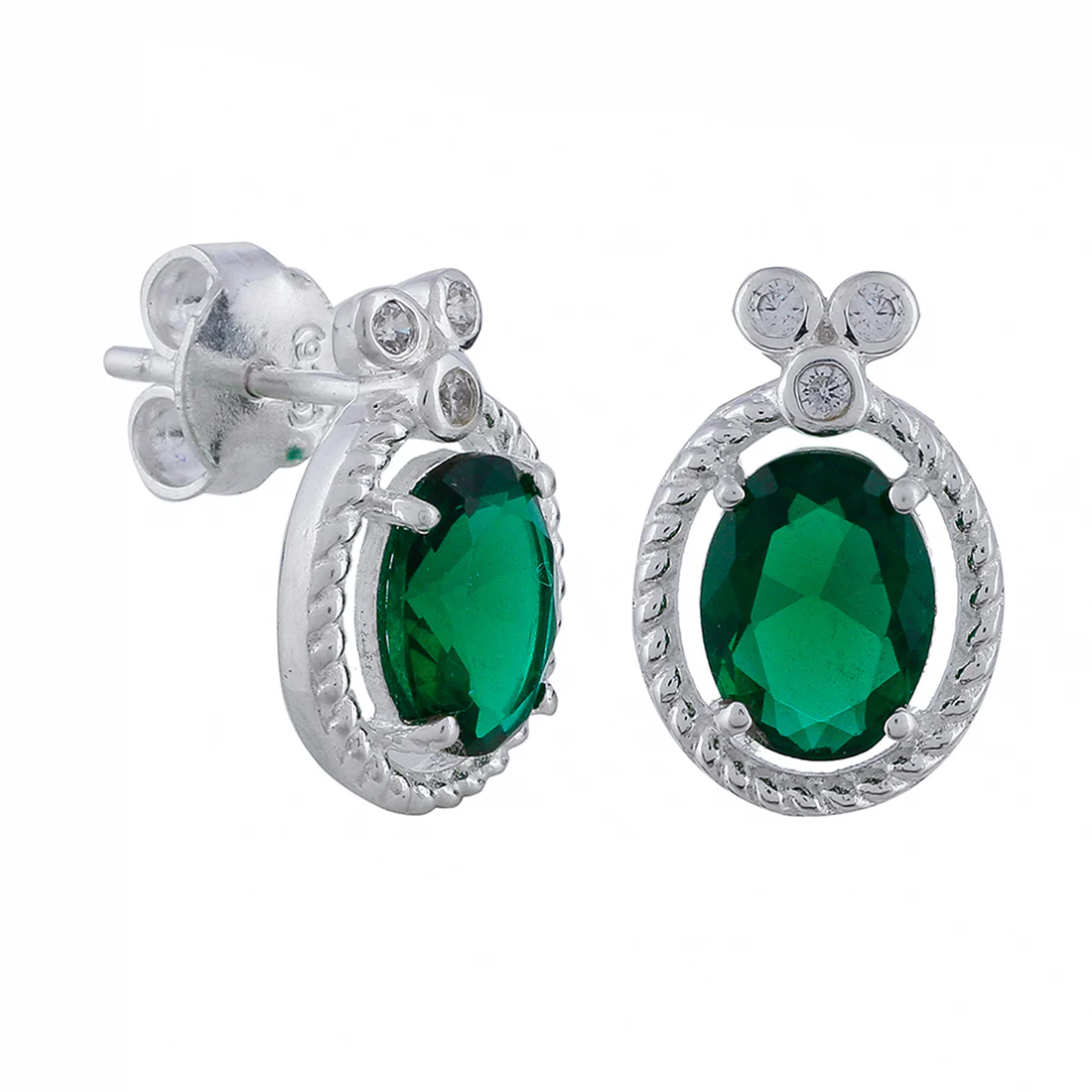925 Sterling Silver Pendant Set With Green Stones - Image 9