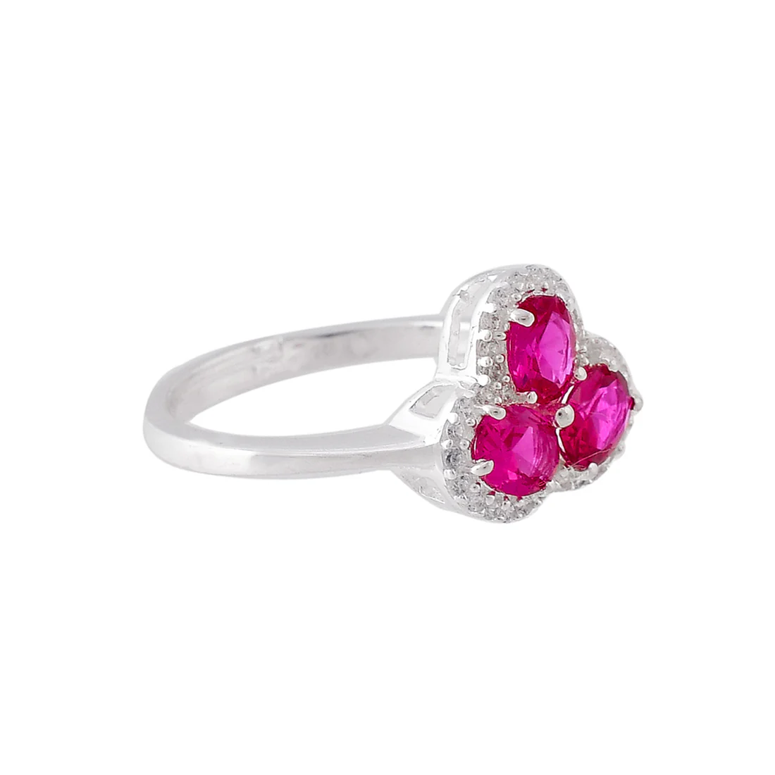 925 Sterling Silver Pink CZ Floral Ring - Image 4