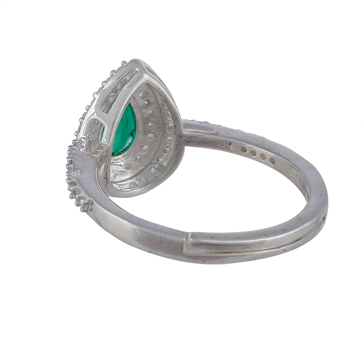 925 Sterling Silver Ring Studded With Green Stones - Image 4