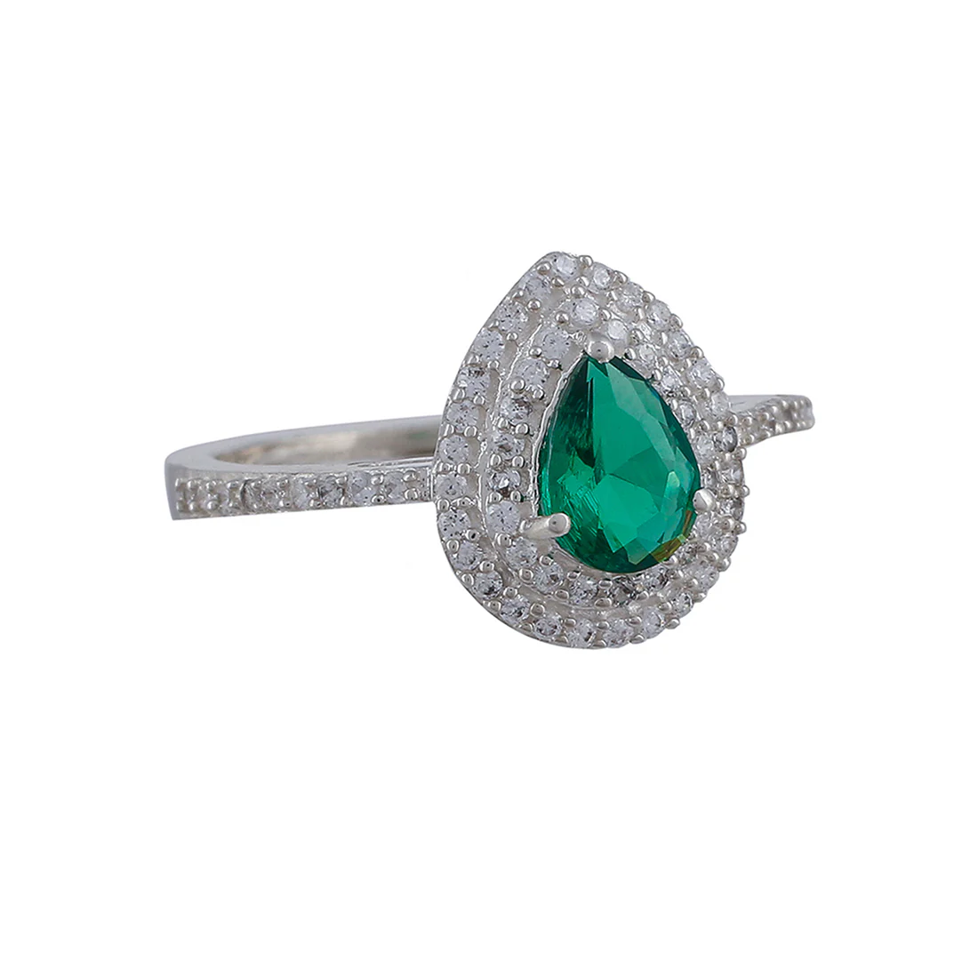 925 Sterling Silver Ring Studded With Green Stones - Image 5