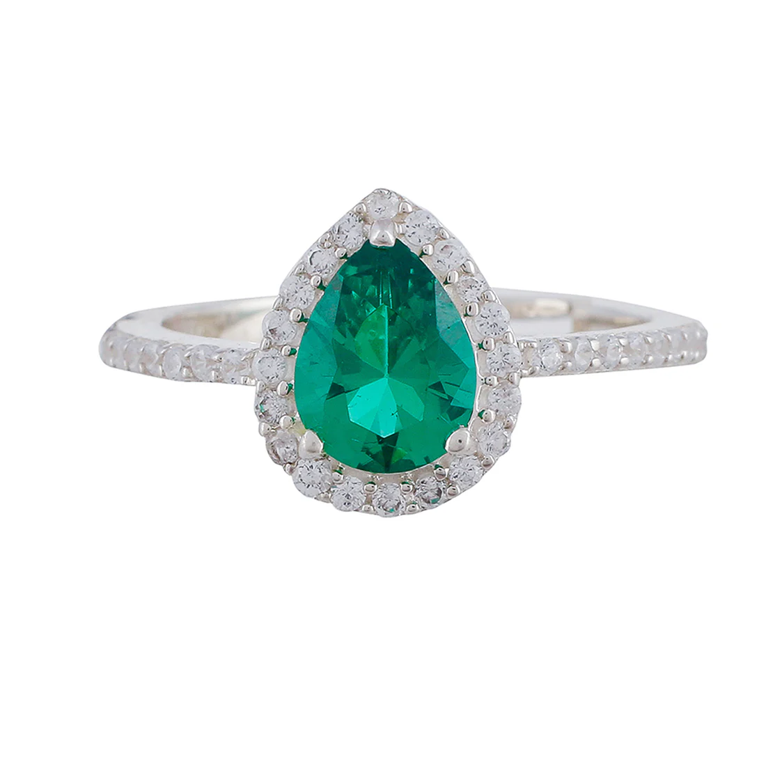 925 Sterling Silver Ring Studded With Green Stones - Image 3
