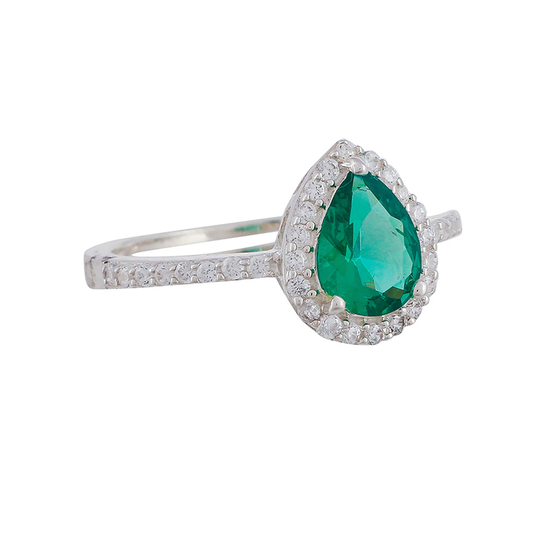 925 Sterling Silver Ring Studded With Green Stones - Image 5