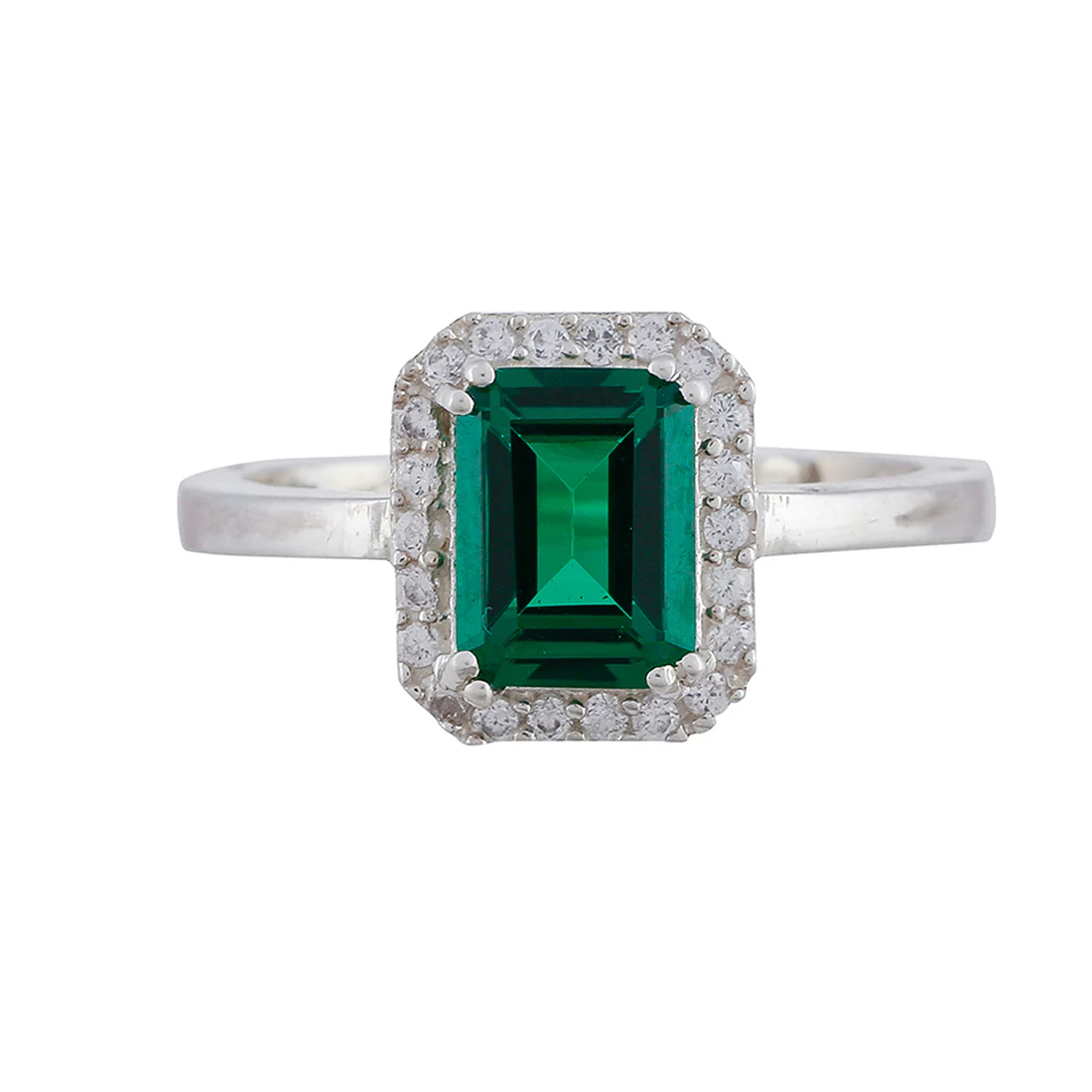 925 Sterling Silver Ring Studded With Green Stones - Image 3