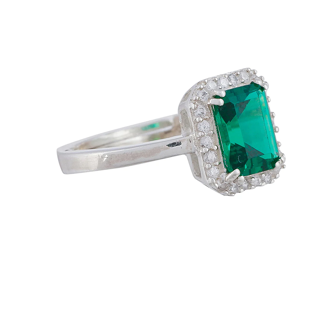 925 Sterling Silver Ring Studded With Green Stones - Image 5