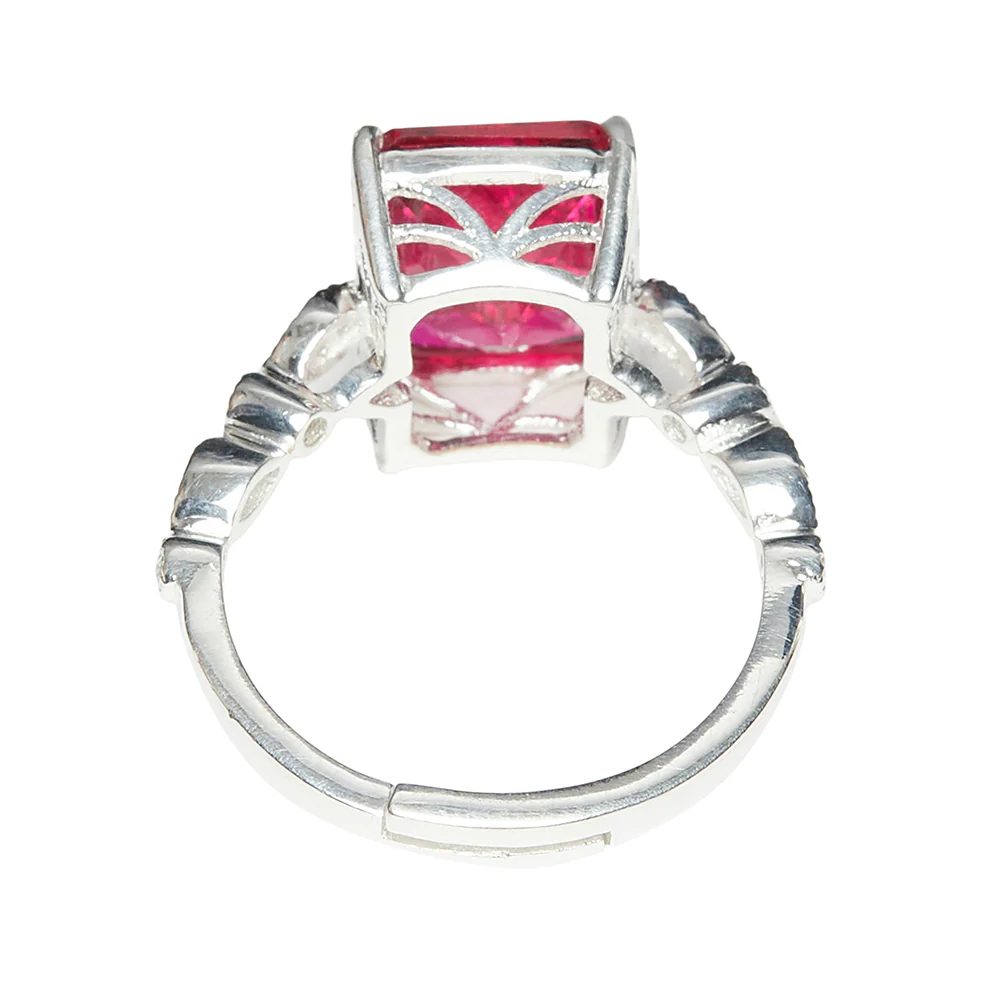 925 Sterling Silver Ring Studded With Red Stone - Image 4