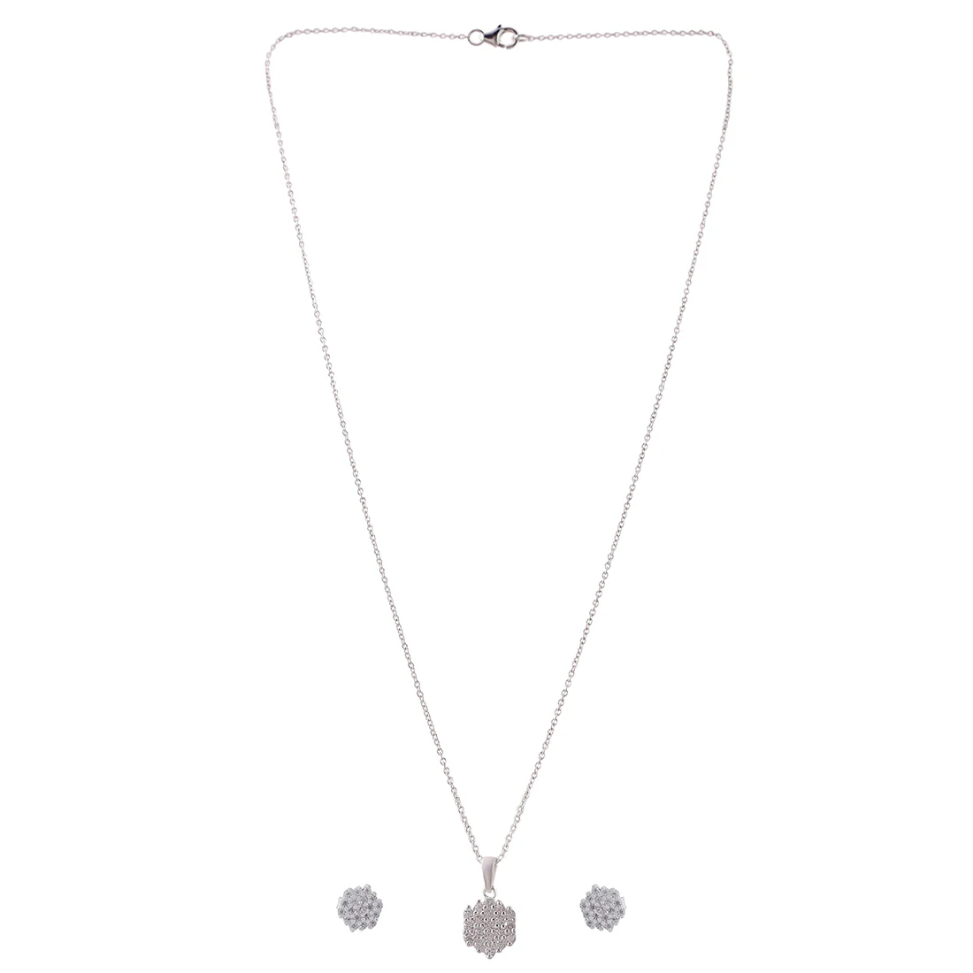 925 Sterling Silver Round Cut CZ Pendant Set - Image 3