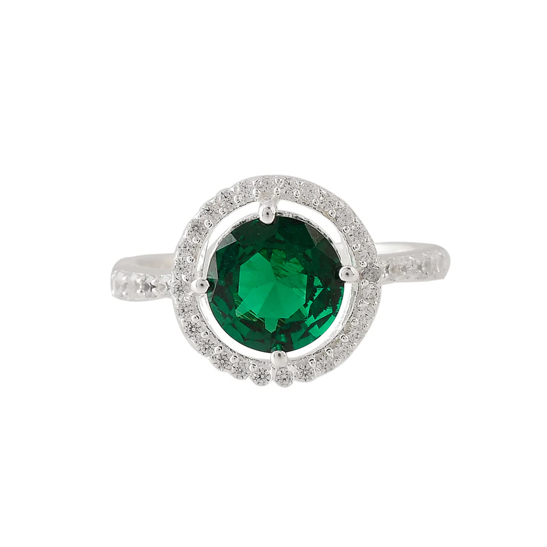 925 Sterling Silver Round Cut Green CZ Earrings Set - Image 6