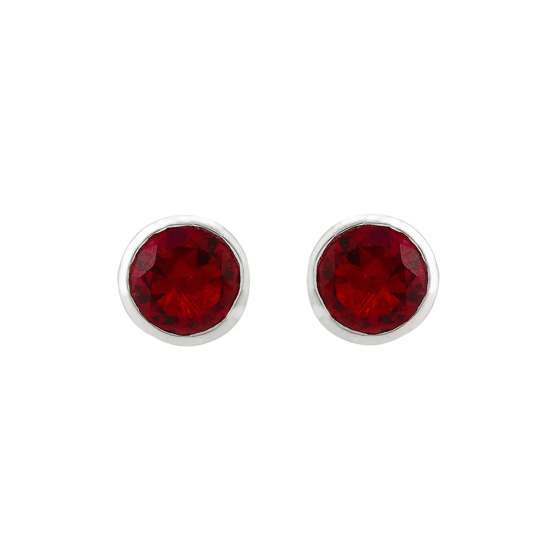 925 Sterling Silver Round Cut Red CZ Pendant Set - Image 5