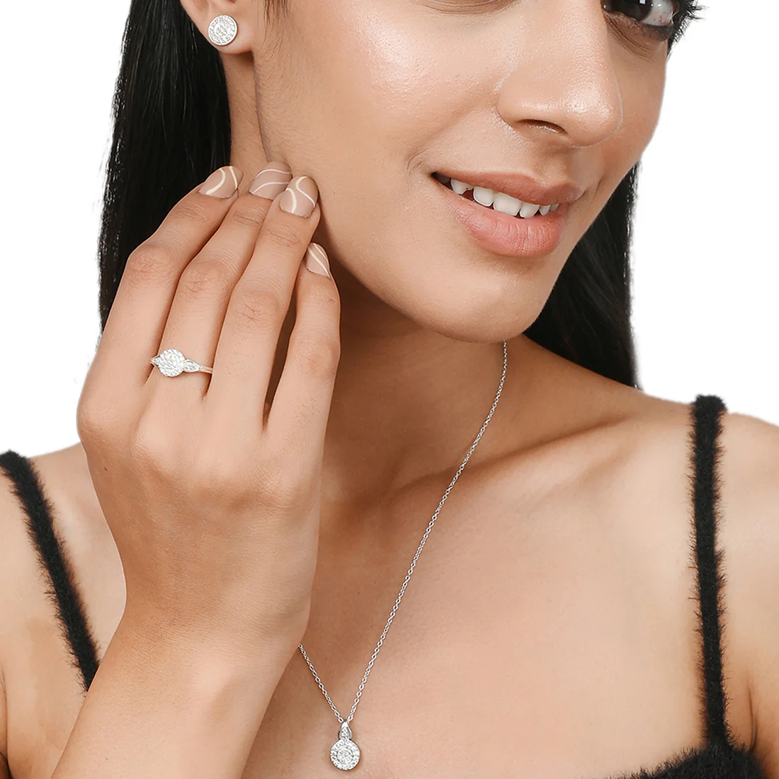 925 Sterling Silver Round Designer Jewelry Box Set For Women - Image 2