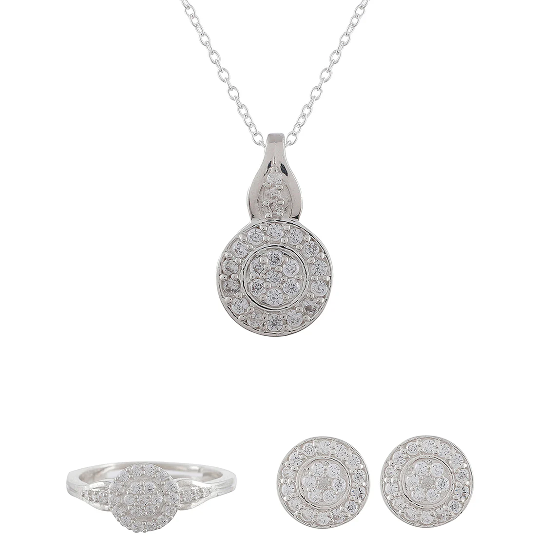 925 Sterling Silver Round Designer Jewelry Box Set For Women - Image 3