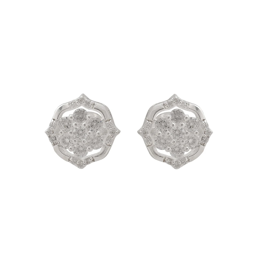925 Sterling Silver Shiny Cubic Zironia Earrings - Image 3
