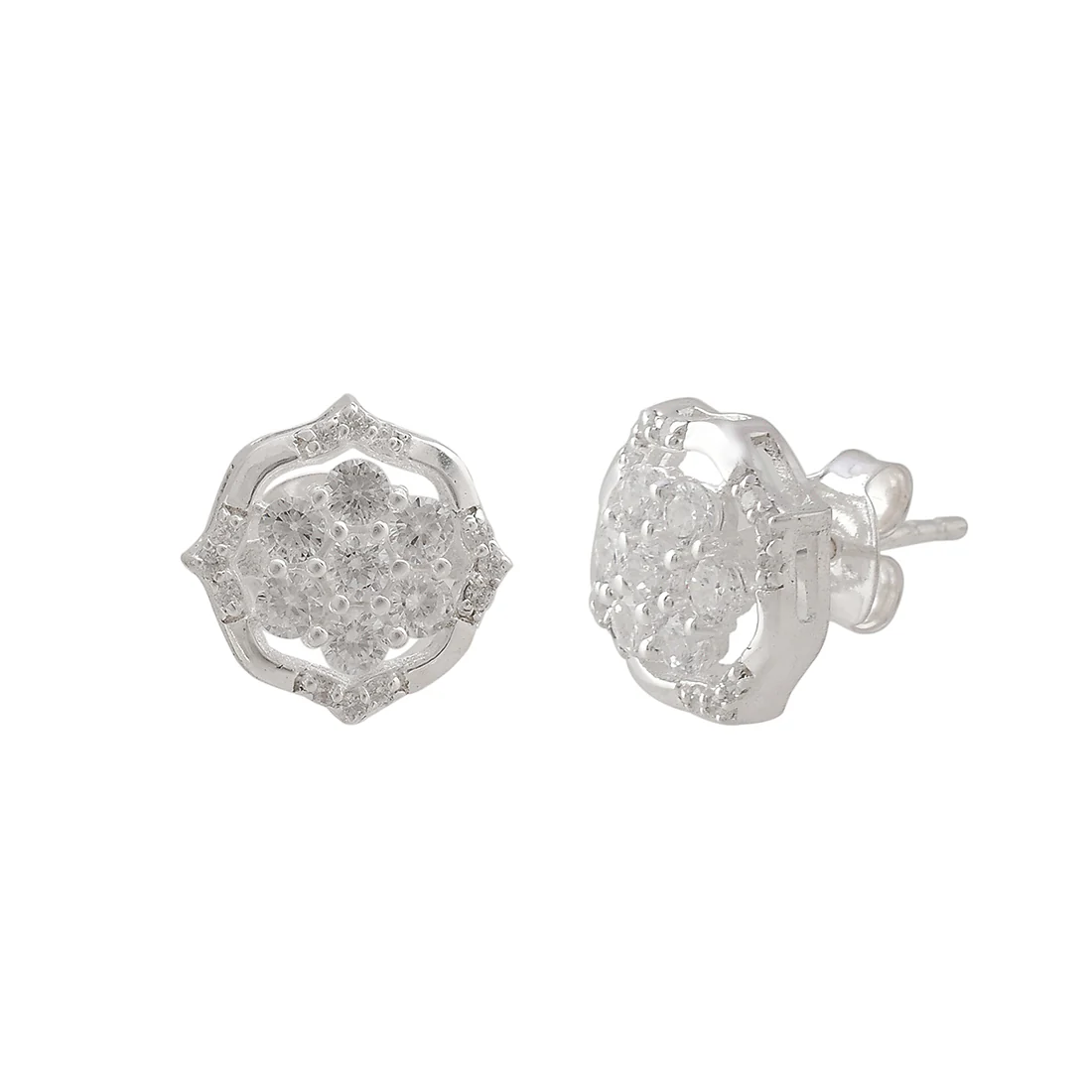 925 Sterling Silver Shiny Cubic Zironia Earrings - Image 4