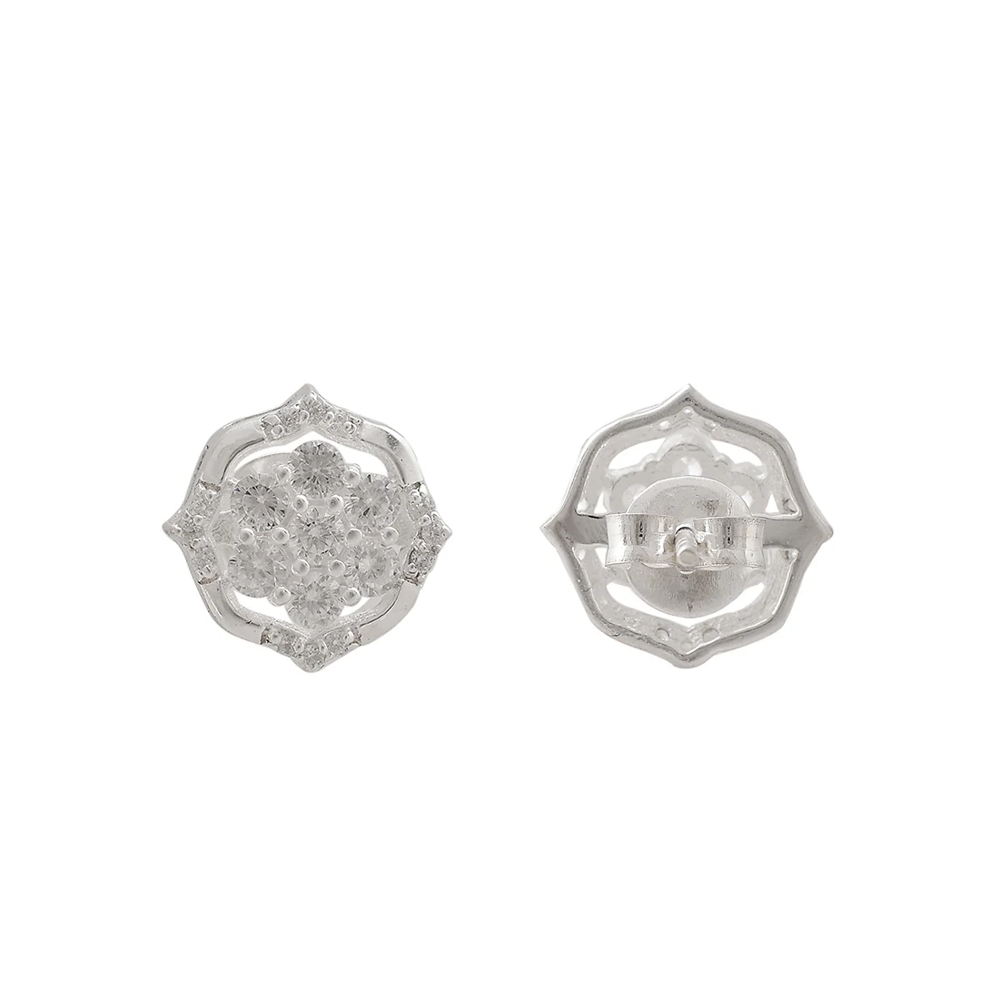 925 Sterling Silver Shiny Cubic Zironia Earrings - Image 5