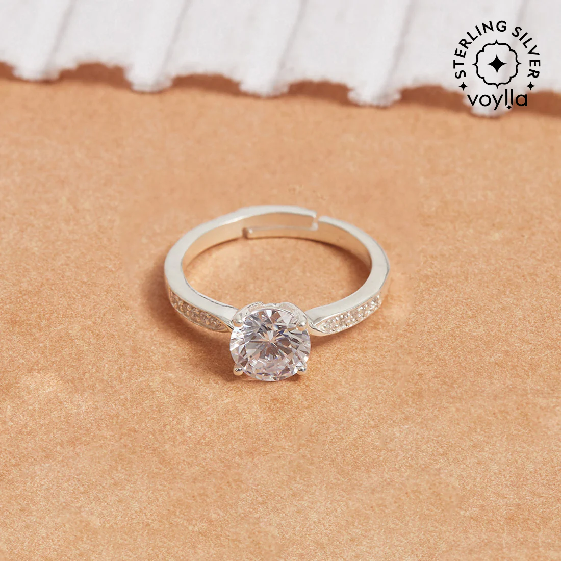 925 Sterling Silver Teardrop Zircon Adorned Adjustable Ring
