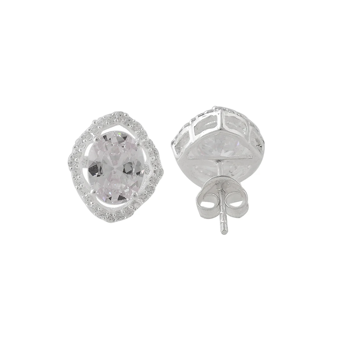 925 Sterling Silver White Oval Cut CZ Pendant Set - Image 6