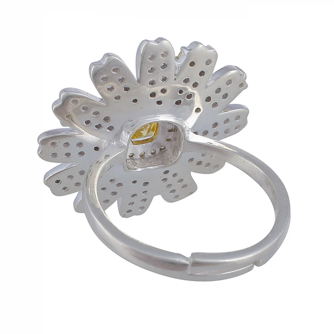 925 Sterling Silver CZ Floral Motif Ring with Earrings - Image 8
