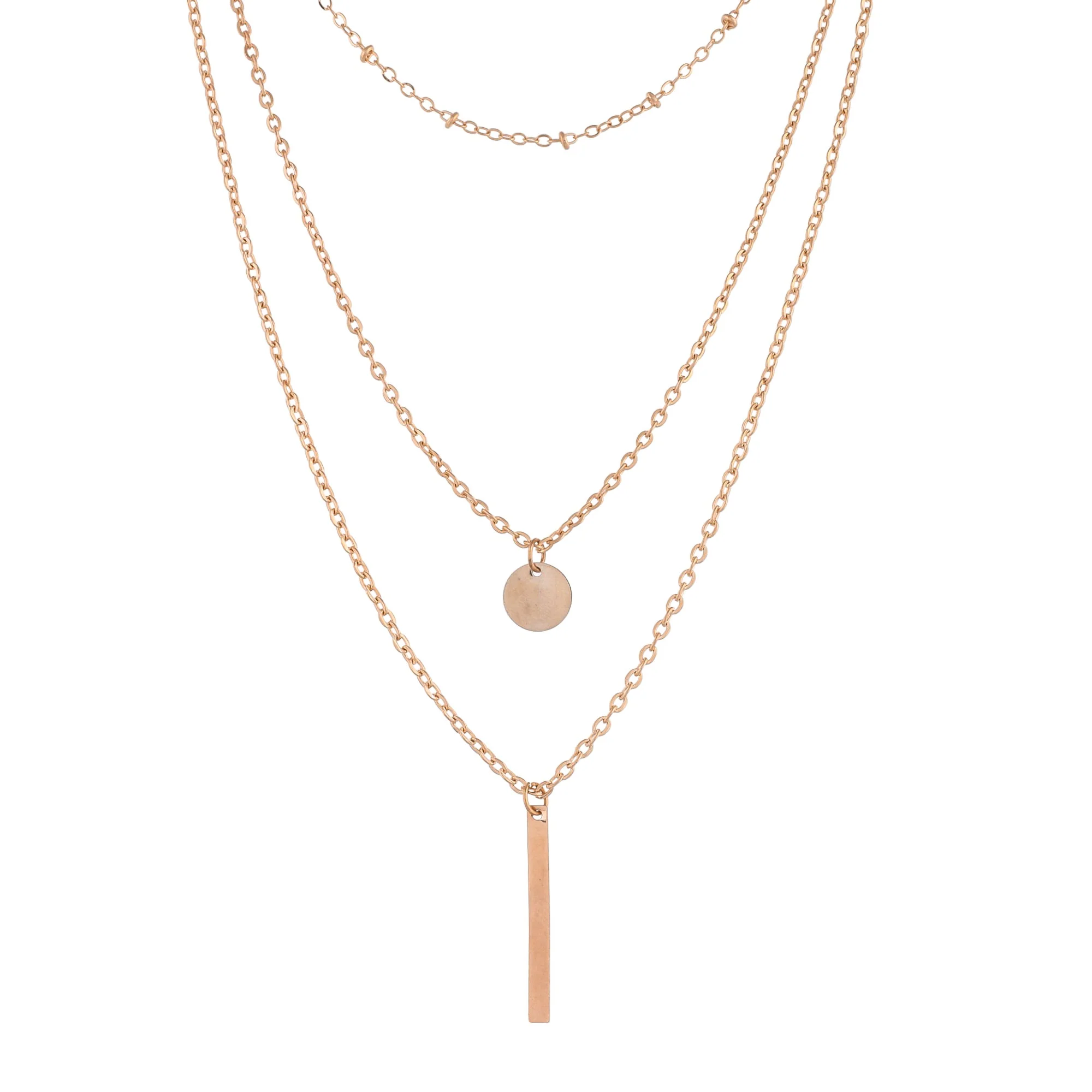 A Bar And Disc Gold Plated Charm Necklace - Image 5