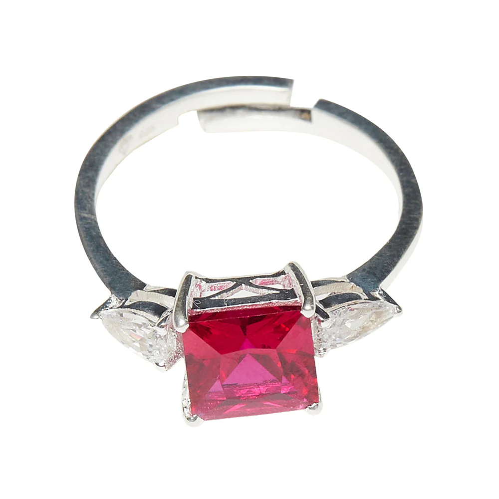 A Reverent Luxury Silver Ring Studded With Red Stone - Image 3
